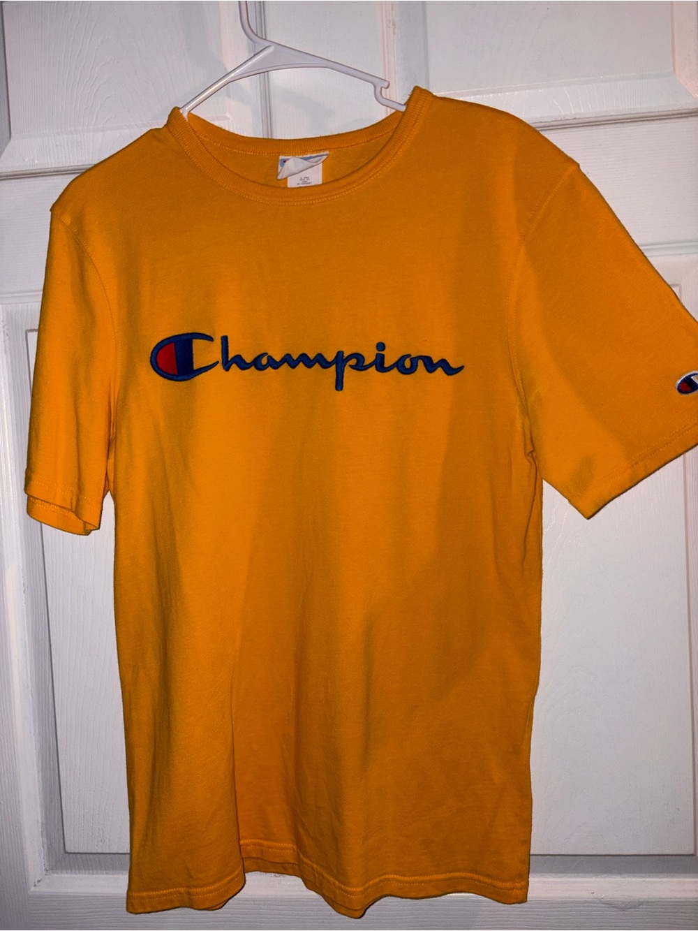 Champion Men's Bright Yellow Logo Tee